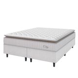 Cama Box Colchão Casal Queen Molas Ensacadas City Pillow Top 158x198x61cm Linho Branco/Bege Hellen