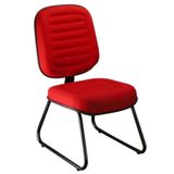 Cadeira Diretor Sem Braços Base Trapézio Vermelho