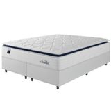 Cama Box Casal Queen Colchão Molas Ensacadas Com Pillow Sevilha 158x198x71cm Branco/cinza Hellen Suporta Até 150 Kg Por Pessoa