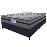 Cama Box Casal Queen Colchão Gazin Com Molas Ensacadas Rubi 158x198x70cm Suede Preto/cinza