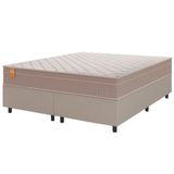 Cama Box Casal Queen Colchão Molas Qatar 158x198x60cm Bege/branco Inducol - Suporta Até 200 Kg Por Pessoa