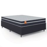 Cama Box Casal Queen Colchão Molas Qatar 158x198x60cm Branco / Preto - Suporta Até 200 Kg Por Pessoa