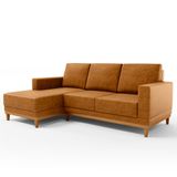 Sofá 3 Lugares 200cm Living Com Chaise Direito Kayrós D05 Sintético Whisky - Mpozenato