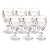 Jogo 6 Taças De Vidro Com Borda Dourada Diamond Cor Transparente Água 300ml Class Home