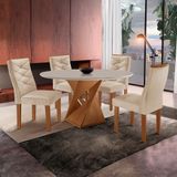 Conjunto Mesa Redonda com 4 Cadeiras, Tampo MDF Barcelona Yescasa
