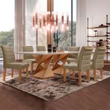 Conjunto Sala De Jantar Genova Tampo Vidro/mdf Com 6 Cadeiras Genova Smart Plus Cel Móveis Cinamomo/off White/marrom Claro