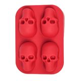 Forma De Gelo Silicone Caveira Vermelho