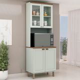 Torre Quente Com Cristaleira 2 Portas De Vidro 100% Mdf Iluminata Mint/ébano