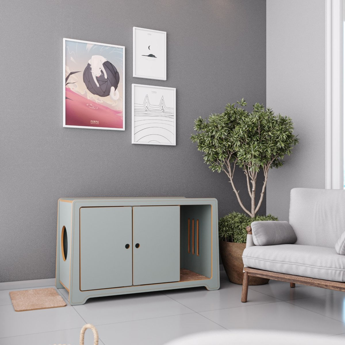 Banheiro Max Para Gatos - Com Bandeja Verde