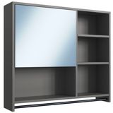Armario Espelheira Suspenso 80cm 1 Porta P1042 Grafite Pp Milani Store