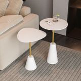 Conjunto Mesa De Canto Napoli Metal 65cm X 40cm X 40cm Branco / Dourado