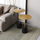Conjunto Mesa De Canto Parma Metal 65cm X 40cm X 40 Cm Natural Tawary / Dourado