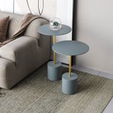 Conjunto Mesa De Canto Parma Metal 65cm X 40cm X 40 Cm Cristal / Dourado