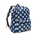 Mochila Costas Escolar Juvenil Colegial Faculdade Feminina Bolso Frontal Estampa Flores Menina Azul