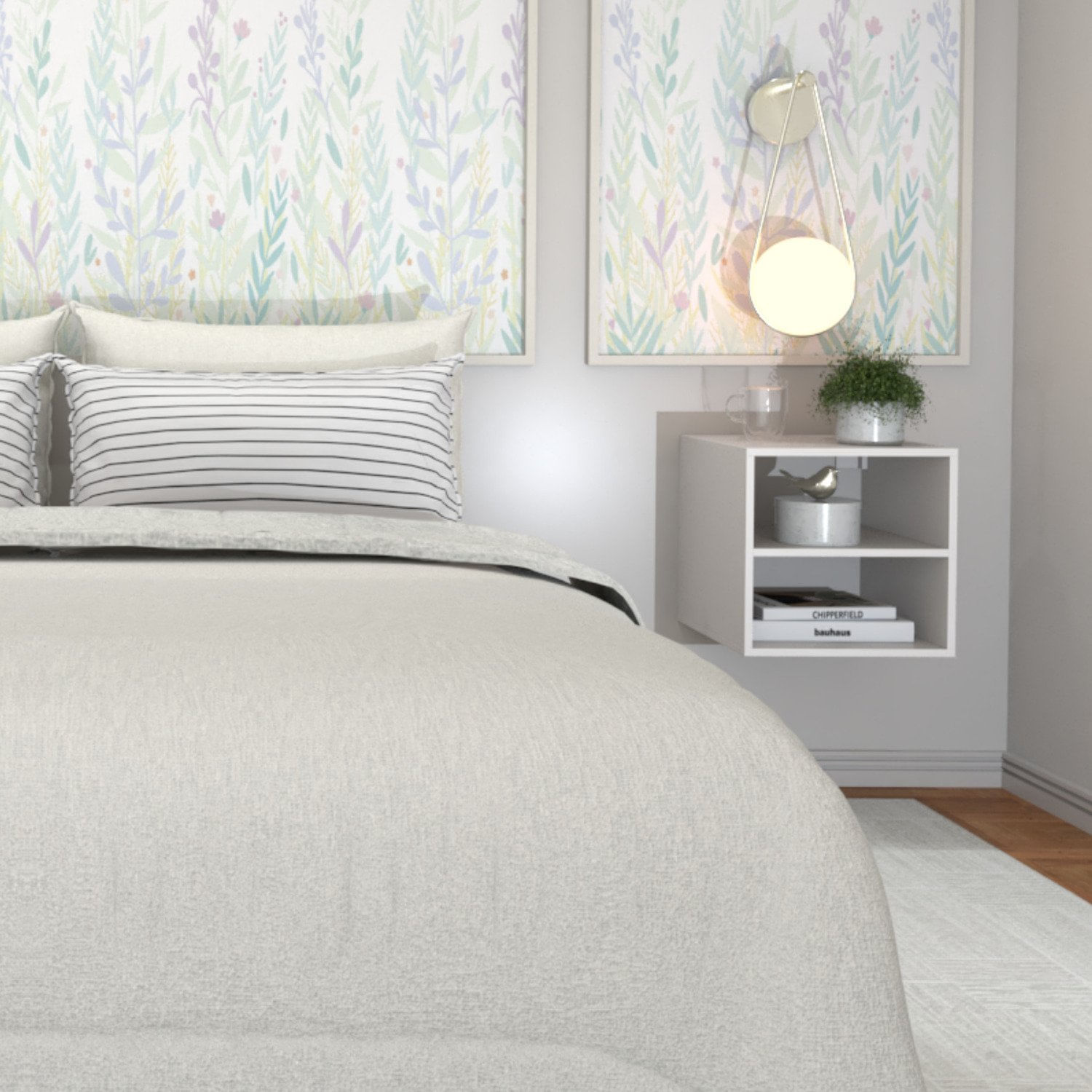 Mesa De Cabeceira Para Quarto / Nicho Suspenso Com Prateleira Branco