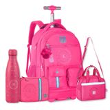 Mochila Rodinhas Rebecca Bonbon C Lancheira Estojo E Garrafa