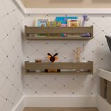Kit Infantil Com 2 Prateleiras Para Livros E Decoração Carvalho Mel