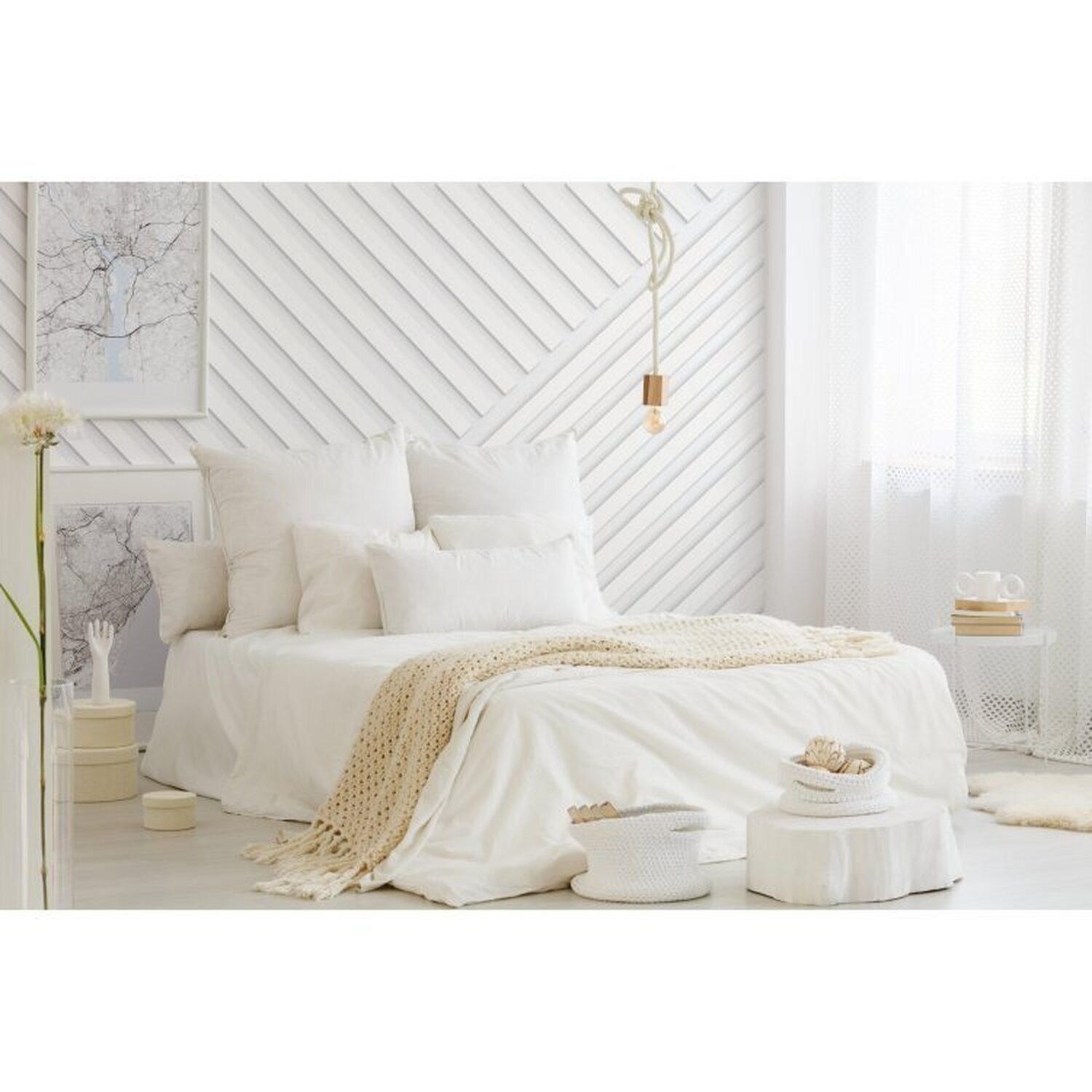 Kit Com 15 Barras Boiserie / Ripado De Poliestireno M2 - 10mm X 2,5cm X 2m 30m Branco