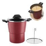 CUSCUZEIRA ESPERICARIAS 2 LITROS 16CM CEREJA/PRATA BRINOX