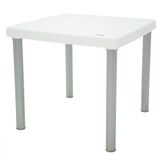 Mesa Tramontina Mona 80x80cm Branco Pernas de Alumínio