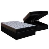 Cama Box Baú Queen: Colchão Anatômico Ortobom D33 / Ep Iso 100 Ultra Firme + Base Black(158x198)