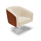 Cadeira Sala De Jantar Giratória Base Cromada Stella Noz/linho D03 - D&#39;rossi Cor Bege