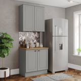 Cozinha Compacta 2 Peças 100% Mdf Com Tampo Americana Cinza/nature