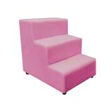 Escada Escadinha Pet Cachorro 3 Degraus Rampa Suede Rosa