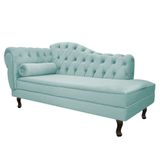 Divã Recamier Diana Lado Esquerdo 120cm Suede - Amarena Móveis Cor Azul Tiffany
