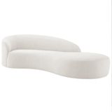 Divã Recamier Orgânico França 140cm Lado Direito Bouclé - Amarena Moveis Cor Branco