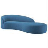 Divã Recamier Orgânico França 140cm Lado Direito Linho - Amarena Moveis Cor Azul Royal