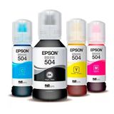 Kit 4 Cores Tinta 504 T504 Epson Original Para L4150 L4160 L4260 L6161 L6191 L6270