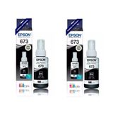 Kit Tintas Epson Original 673 T673 T673120 2 Pretos L800 L810 L1800 L805 L850 70ml
