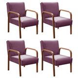 Kit 4 Poltronas Anita Conjunto Cadeiras Moderna Braço Madeira Roxo 380