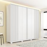 Guarda-roupa Casal Suburban Ripado 6 Portas 6 Gavetas E Pés Espresso Móveis Branco Fosco