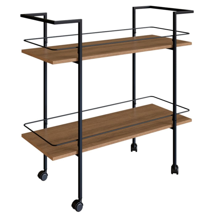 Carrinho Bar Industrial Com Rodizios P1036 Mell Preto Pp Milani Store