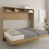 Cama Articulada Casal Horizontal Com Nichos E Prateleiras Cm8043 Amendoa