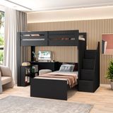 Beliche Multifuncional Solteiro Adulto Com Escrivaninha Star Office Casatema Preto Perfect Touch