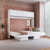 Cama Casal Articulável Horizontal Com Portas 140 Hanover Branco