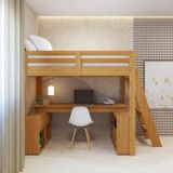 Cama Office Solteiro Adulto Com Escrivaninha Star Light Casatema Freijó