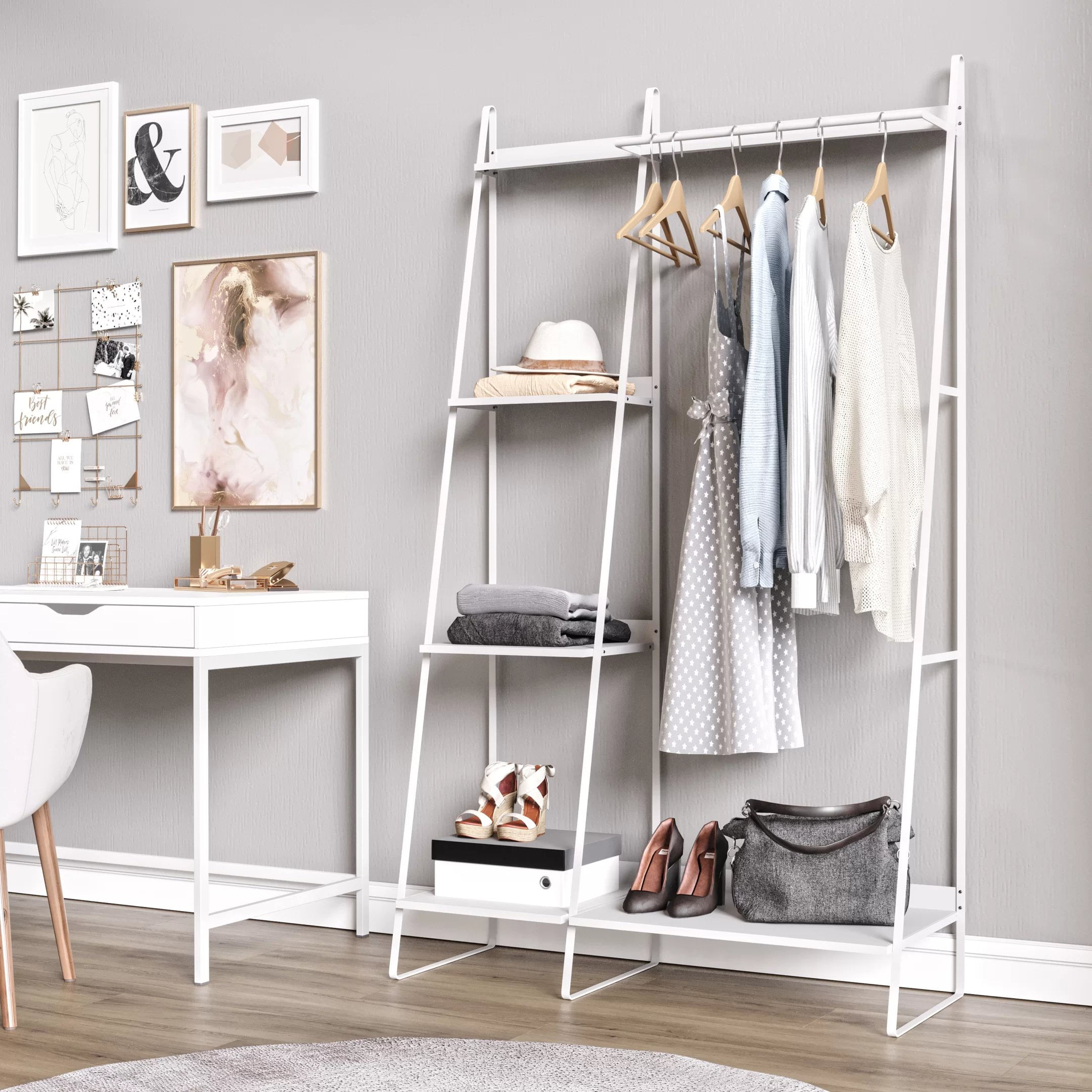 Arara De Roupas Em Aço Begônia Cabecasa Madeiraoriginals Branco