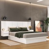 Cama Casal Com Cabeceira 2 Mesa De Apoio 4 Gavetas 8281 Yescasa Branco