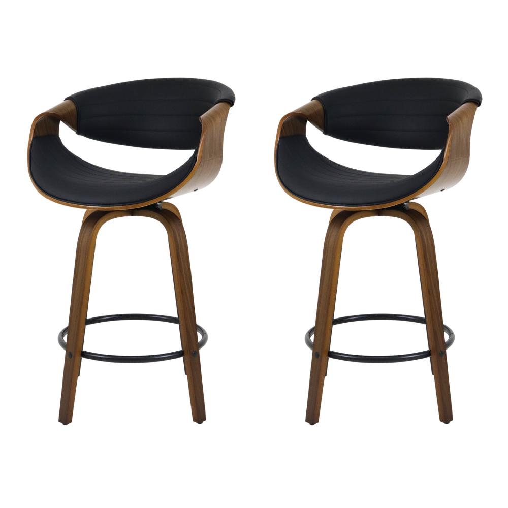 Kit 2 Banquetas Nicole Giratória Com Assento Em Madeira Laminada E Apoio Para Pés, Design Sofisticado E Confortável