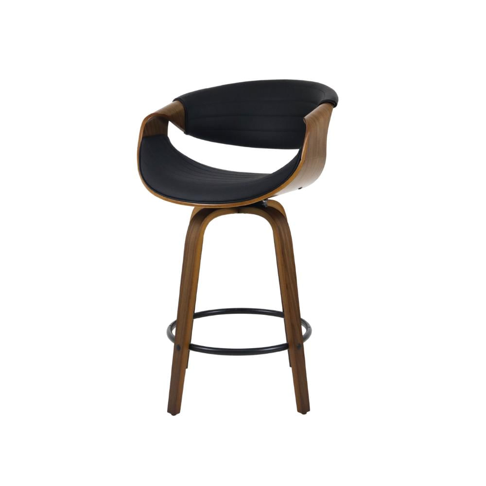 Banqueta Nicole Giratória Com Assento Em Madeira Laminada E Apoio Para Pés, Design Sofisticado E Confortável