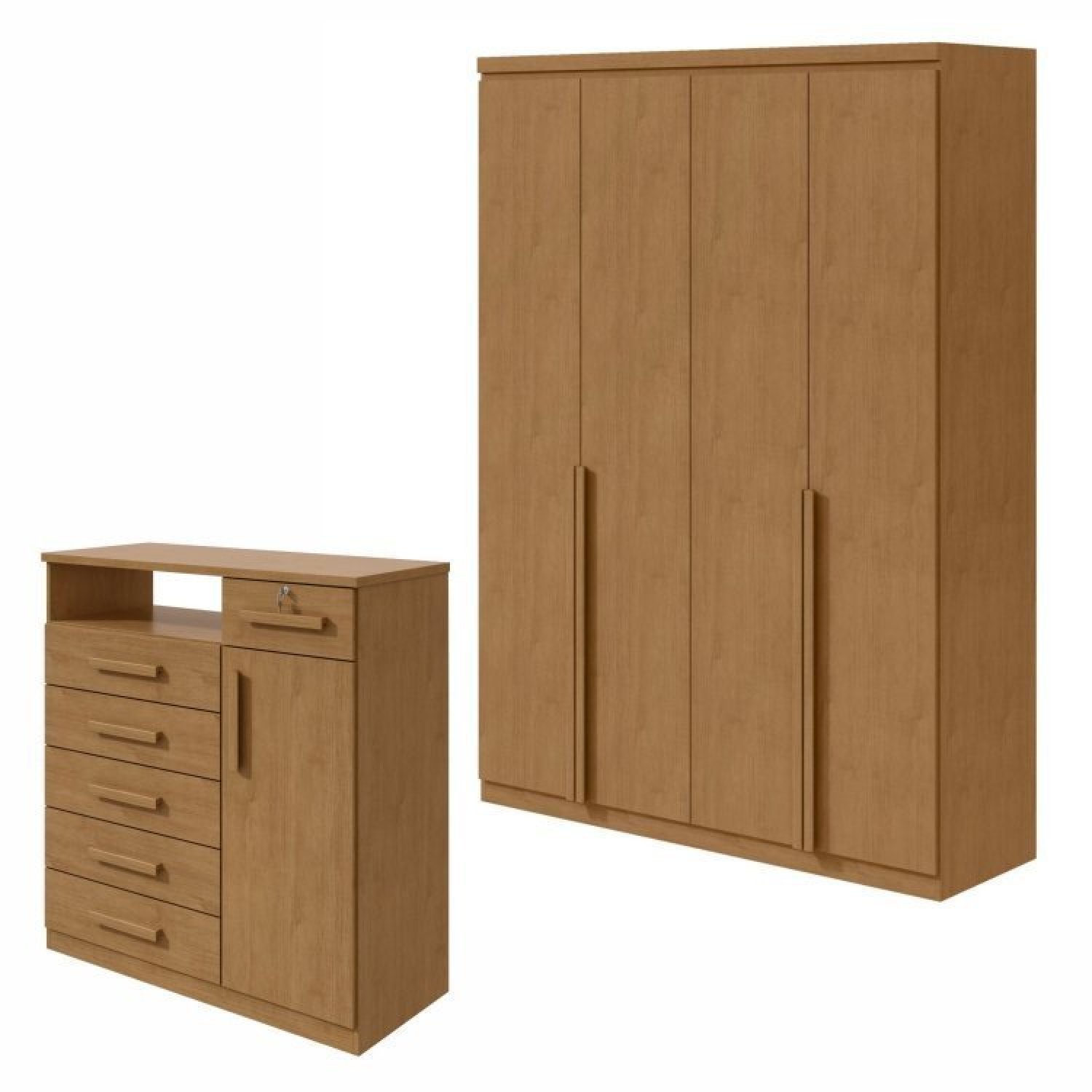 Conjunto De Guarda-roupa Alonzo Com Pés E Cômoda Da Vinci Com Nicho Amêndoa Clean