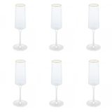 Conjunto De Taças De Cristal Martelado Com Fio De Ouro Para Espumante 6 Peças 300 Ml Petra Lyor