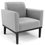 Poltrona Decorativa Base Madeira Preto Maressa Suede Cinza - Ibiza