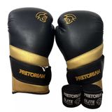 Kit Luva Muay Thai Boxe Pretorian Elite + Bandagem - Preto/dourado