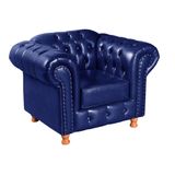 Poltrona Chesterfield Com Capitonê Luís Xv Azul