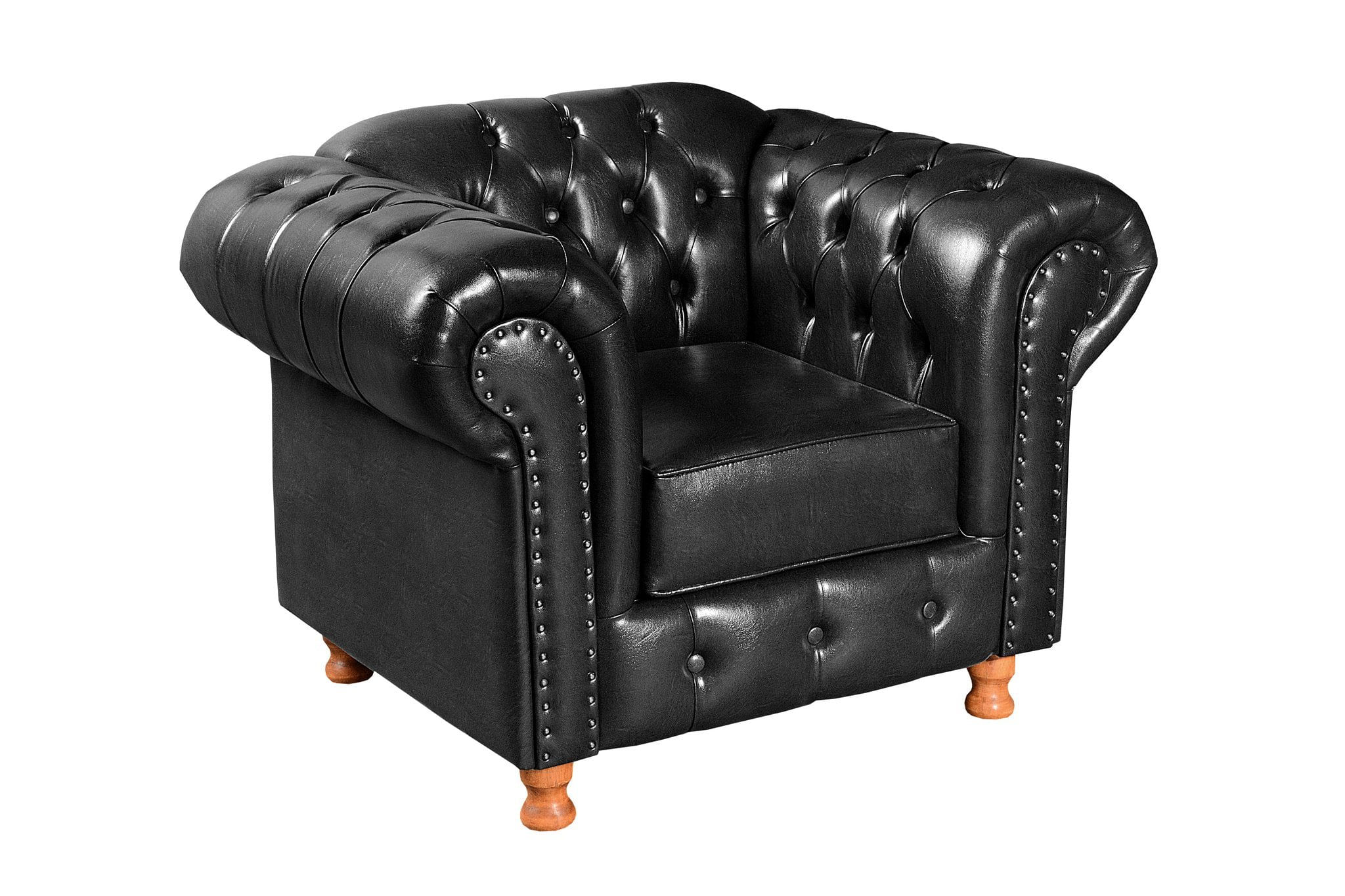 Poltrona Chesterfield Com Capitonê Luís Xv Preto